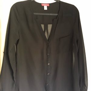 Long sleeve sheer polyester top